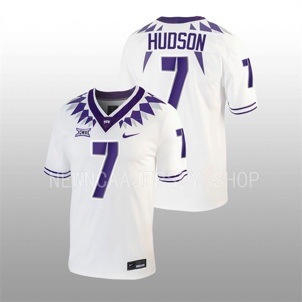 Mens TCU Horned Frogs #7 Jordan Hudson 2022 White College Football Game Jersey