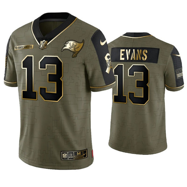 Mens Tampa Bay Buccaneers #13 Mike Evans Nike 2021 Olive Golden Salute To Service Limited Jersey