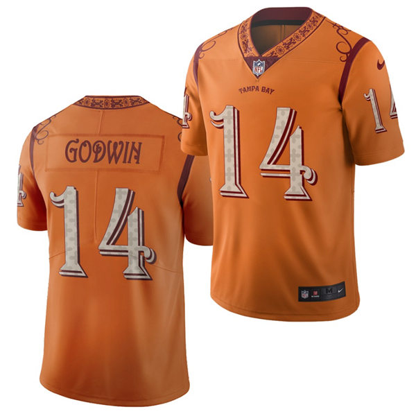 Mens Tampa Bay Buccaneers #14 Chris Godwin Nike Orange City Edition Vapor Limited Jersey