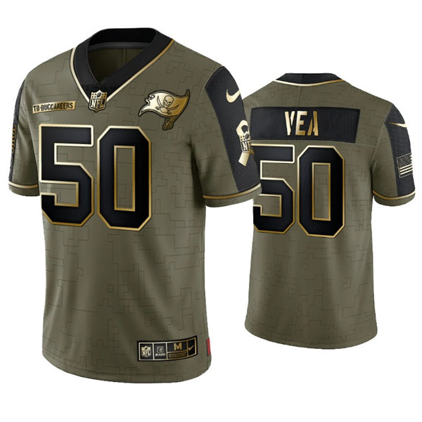 Mens Tampa Bay Buccaneers #50 Vita Vea Nike 2021 Olive Golden Salute To Service Limited Jersey