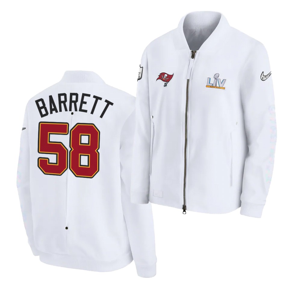 Mens Tampa Bay Buccaneers #58 Shaquil Barrett Nike White Super Bowl LV Bound Diamond Full-Zip Jacket