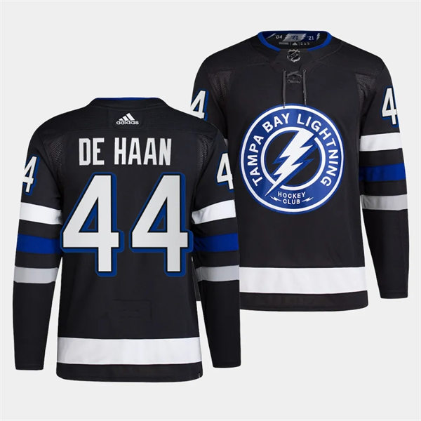 Mens Tampa Bay Lightning #44 Calvin de Haan 2023-24 Alternate Primegreen Jersey Black 