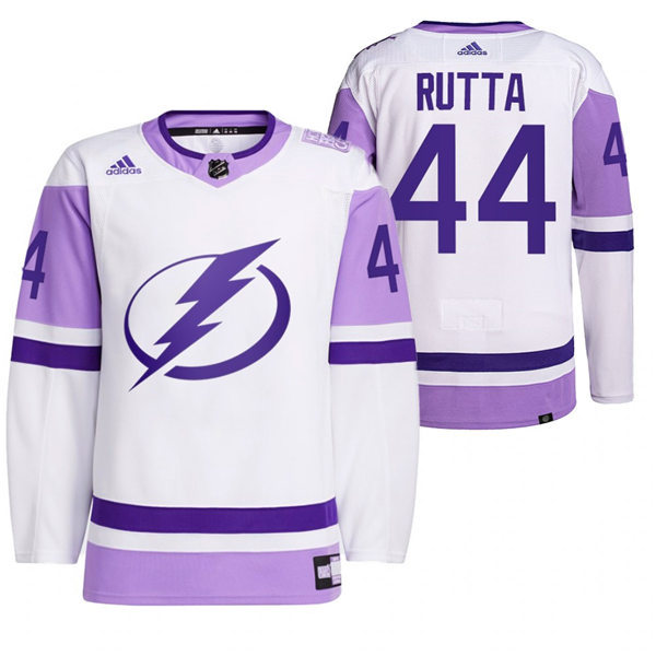 Mens Tampa Bay Lightning #44 Jan Rutta 2021 White Primegreen Hockey Fights Cancer Jersey Stitched