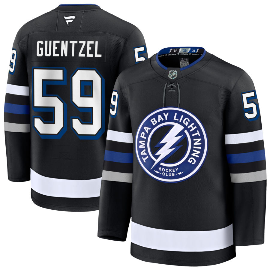Mens Tampa Bay Lightning #59 Jake Guentzel Fanatics Black Alternate Primegreen Jersey 