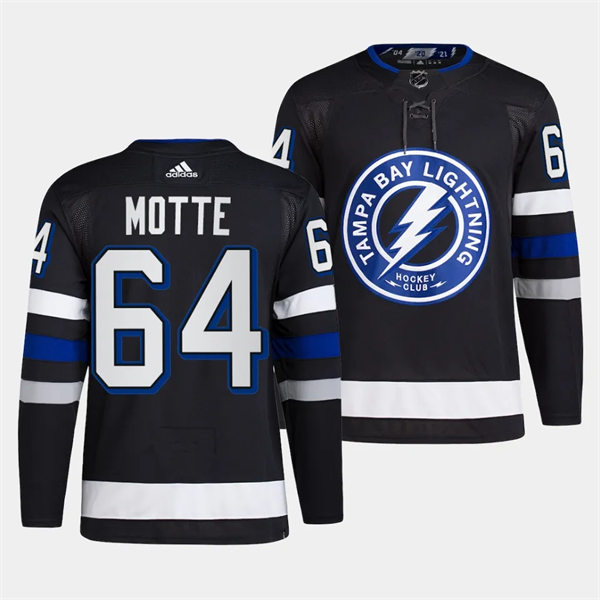 Mens Tampa Bay Lightning #64 Tyler Motte 2023-24 Alternate Primegreen Jersey Black 