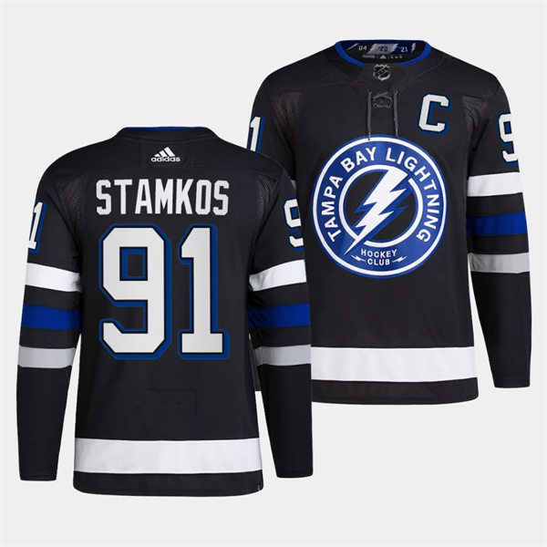 Mens Tampa Bay Lightning #91 Steven Stamkos 2023-24 Alternate Primegreen Jersey Black 