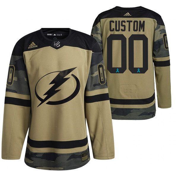 Mens Tampa Bay Lightning Custom Camo Canadian Armed Force 2021 CAF Night Jersey Stitched