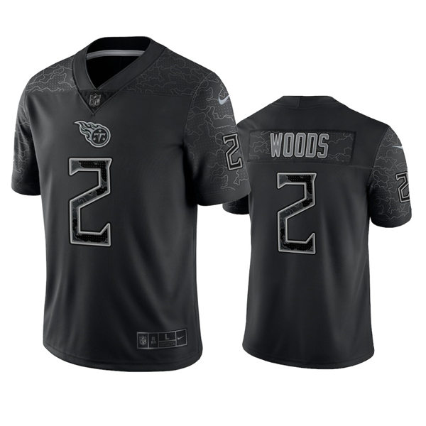 Mens Tennessee Titans #2 Robert Woods 2022 Black Reflective Limited Jersey