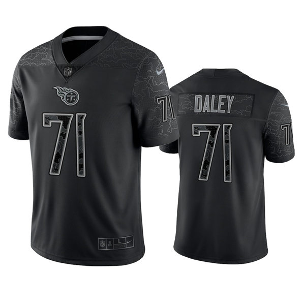 Mens Tennessee Titans #71 Dennis Daley 2022 Black Reflective Limited Jersey