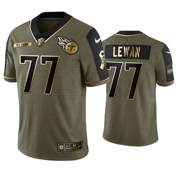 Mens Tennessee Titans #77 Taylor Lewan Nike 2021 Olive Golden Salute To Service Limited Jersey
