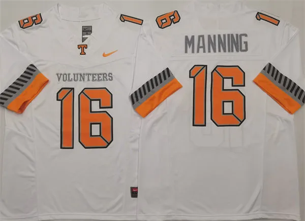 Mens Tennessee Volunteers #16 Peyton Manning 2025 VOLUNTEER SPIRIT White Alternate Football Limited Jersey 