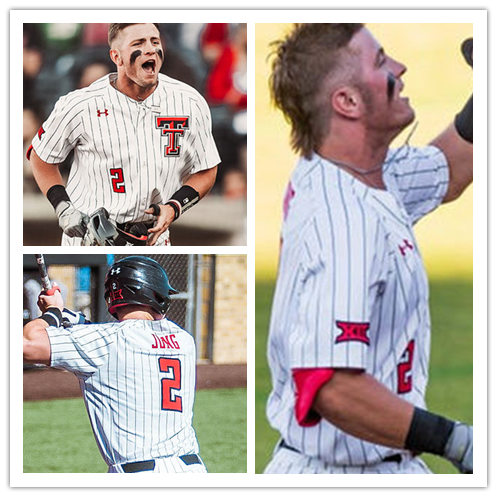 Mens Texas Tech Red Raiders #2 Jace Jung White Pinstripe Under Armour College Baseball Game Jersey 