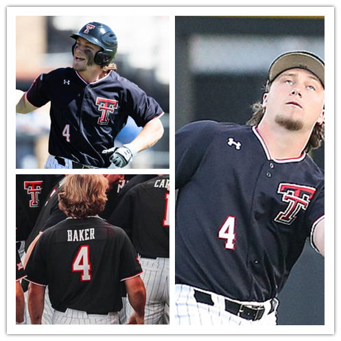 Mens Texas Tech Red Raiders #4 Dru Baker Black Under Armour College Baseball Game Jersey 