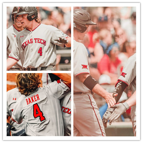 Mens Texas Tech Red Raiders #4 Dru Baker Grey Under Armour College Baseball Game Jersey 
