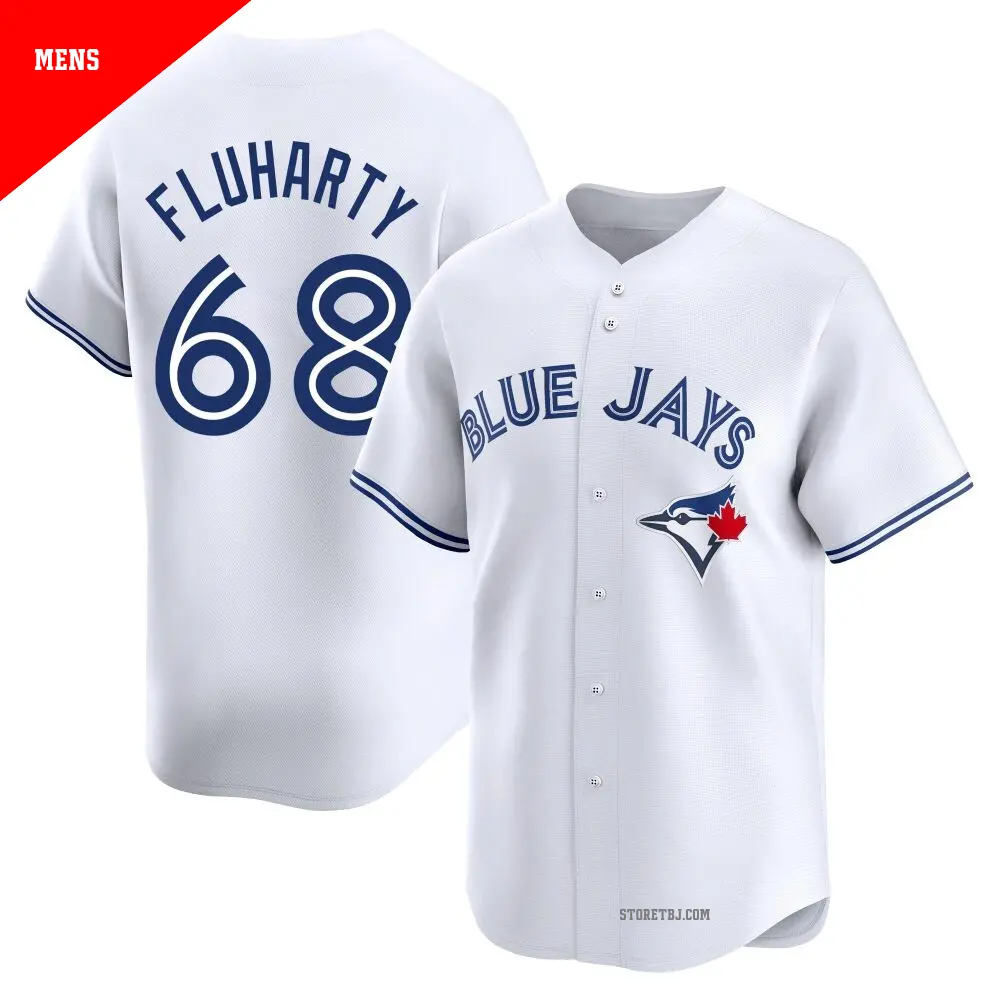 Mens Toronto Blue Jays #68 Mason Fluharty Nike White Home Limited Player Jersey 