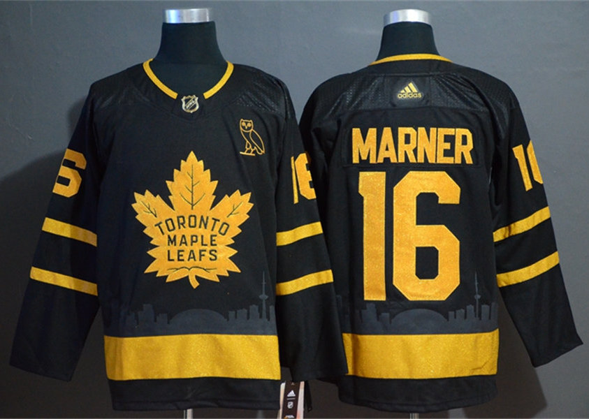 Mens Toronto Maple Leafs #16 Mitchell Marner adidas Black Golden Edtion Jersey
