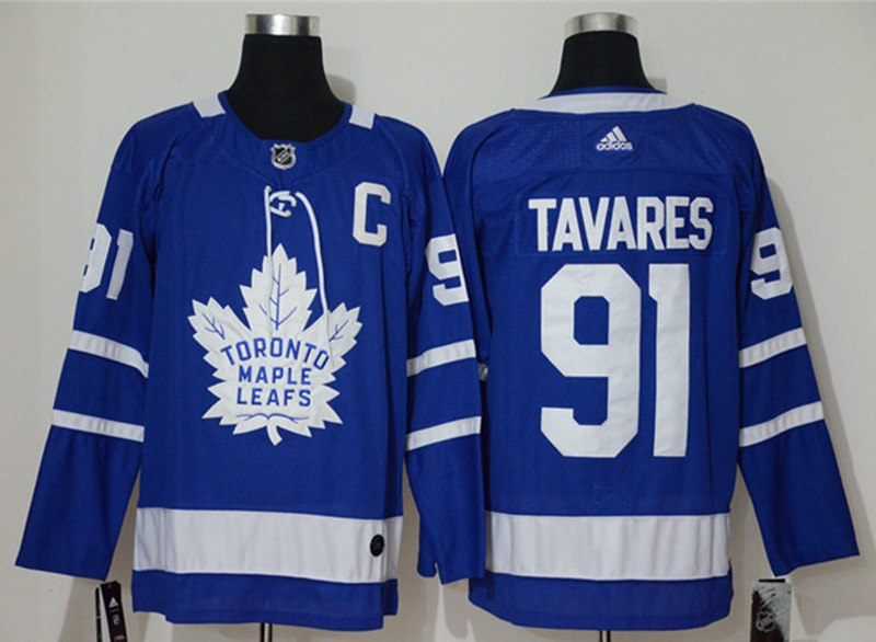 Mens Toronto Maple Leafs #91 John Tavares adidas Home Blue Player Jersey Stitched