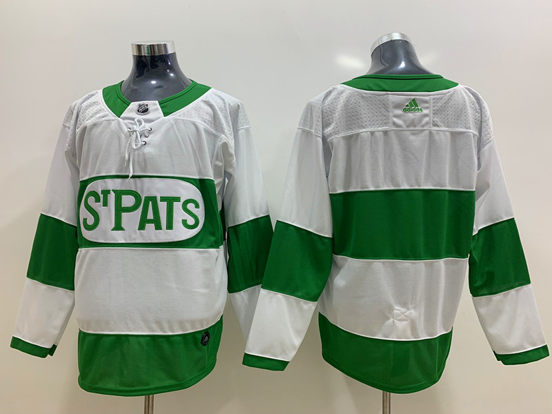 Mens Toronto Maple Leafs Blank St. Patrick's Day White Player Jersey