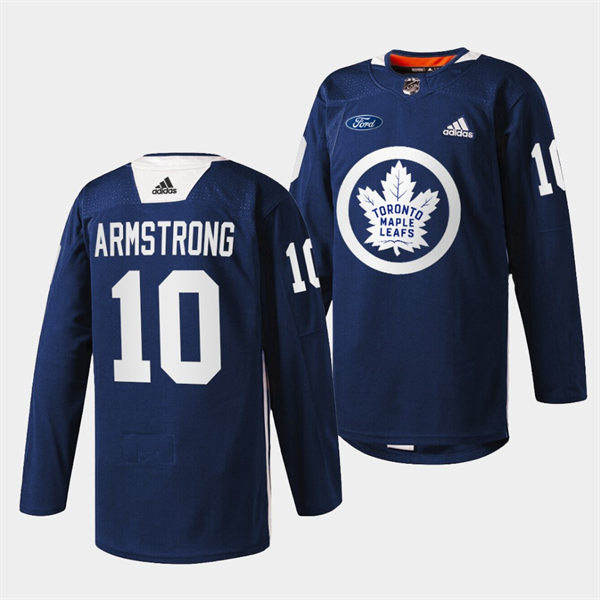 Mens Toronto Maple Leafs Retired Player #10 George Armstrong adidas Navy Primary Logo Warm Up