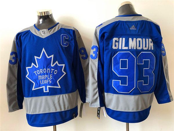 Mens Toronto Maple Leafs Retired Player #93 Doug Gilmour Blue 2021 adidas NHL REVERSE RETRO JERSEYS