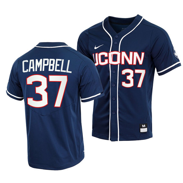 Mens UConn Huskie #37 Kenny Campbell College Baseball Game Jersey Nike Navy