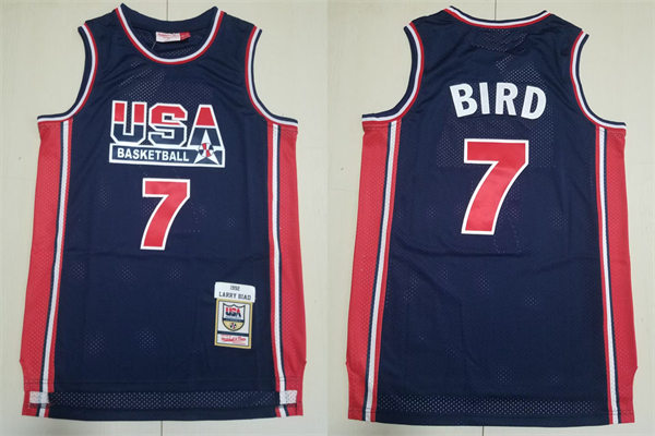 Mens USA Basketball Team #7 Larry Bird Navy 1992 Throwback Jersey