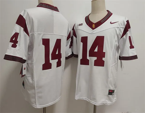 Mens USC Trojans #14 Jayden Maiava BIG  Ten Football Game F.U.S.E. Limited Jersey White 