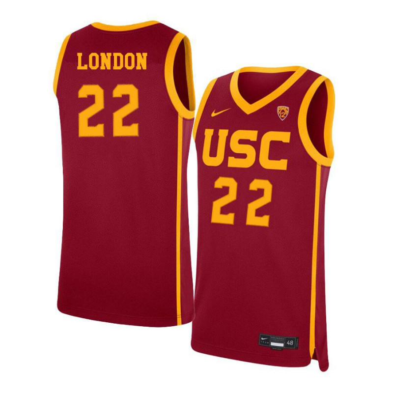 Mens USC Trojans #22 Drake London Nike Cardinal College Basketball Jersey