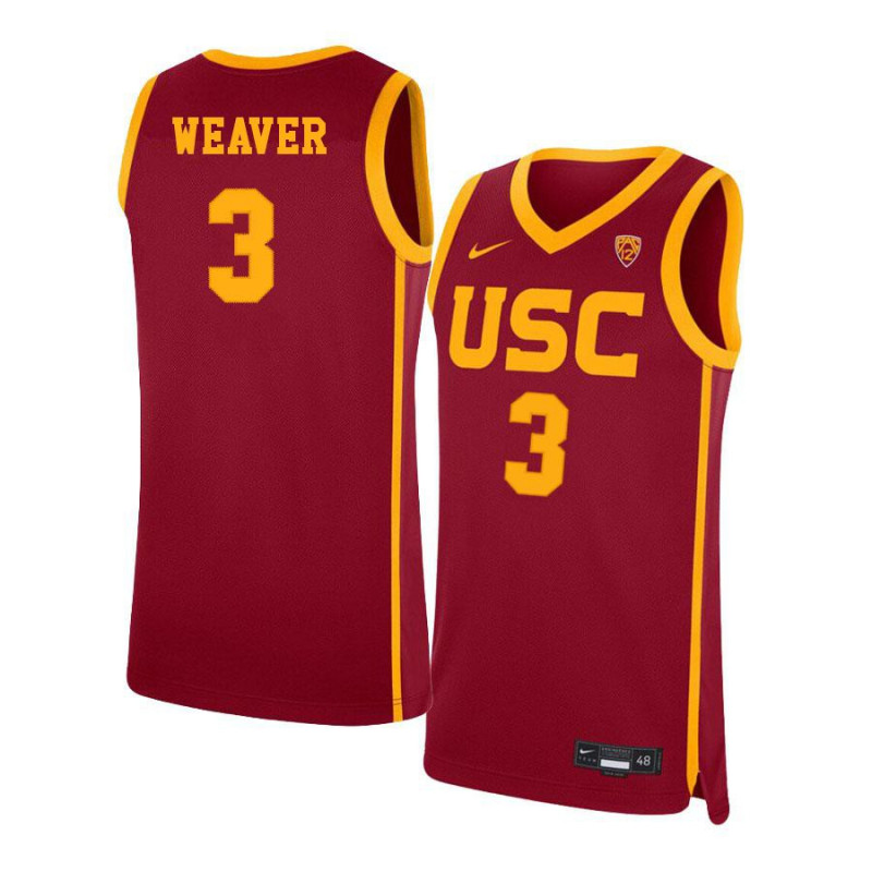 Mens USC Trojans #3 Elijah Weaver Nike Cardinal College Basketball Jersey
