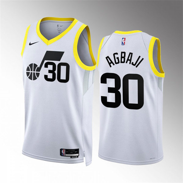 Mens Utah Jazz #30 Ochai Agbaji White 2022-23 Association Edition Jersey