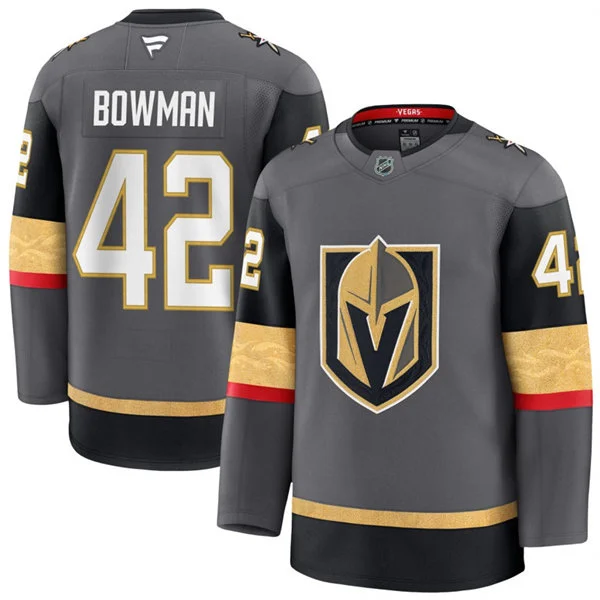 Mens Vegas Golden Knights #42 Braeden Bowman Fanatics Gray Alternate Premium Jersey(1) 