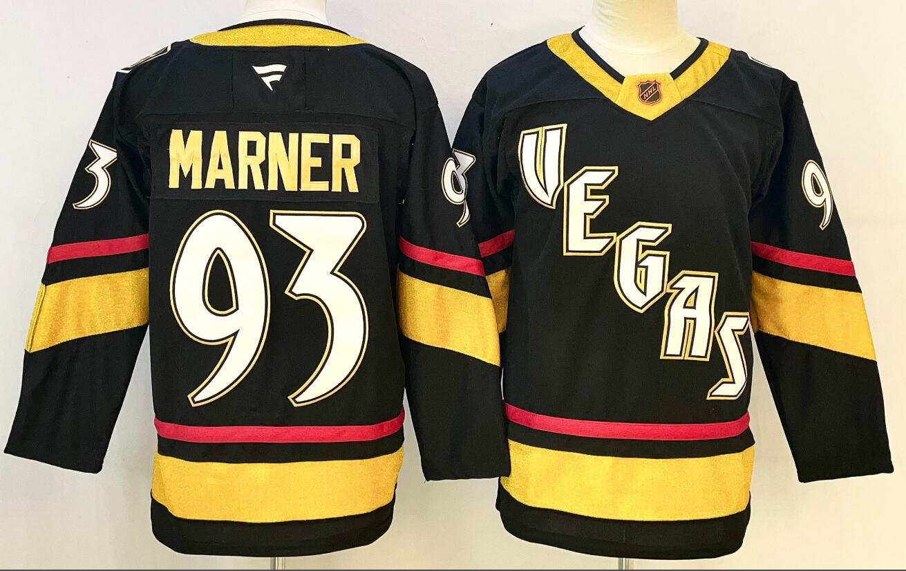 Mens Vegas Golden Knights #93 Mitch Marner Stitched Fanatics Alternate Premium Jerseys