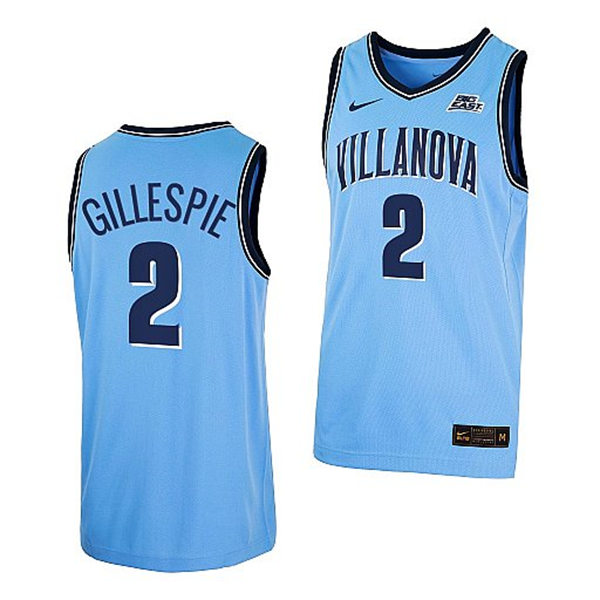 Mens Villanova Wildcats #2 Collin Gillespie 2022 Light Blue College Basketball Game Jersey 