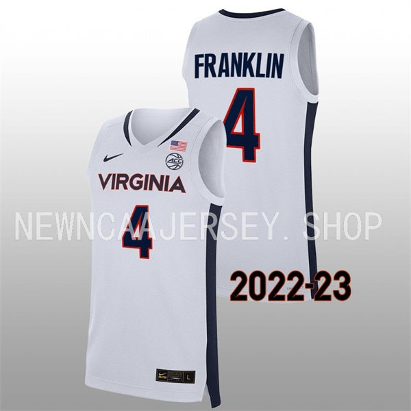 Mens Virginia Cavaliers #4 Armaan Franklin Nike 2021-22 White Road College Basketball Game Jersey 