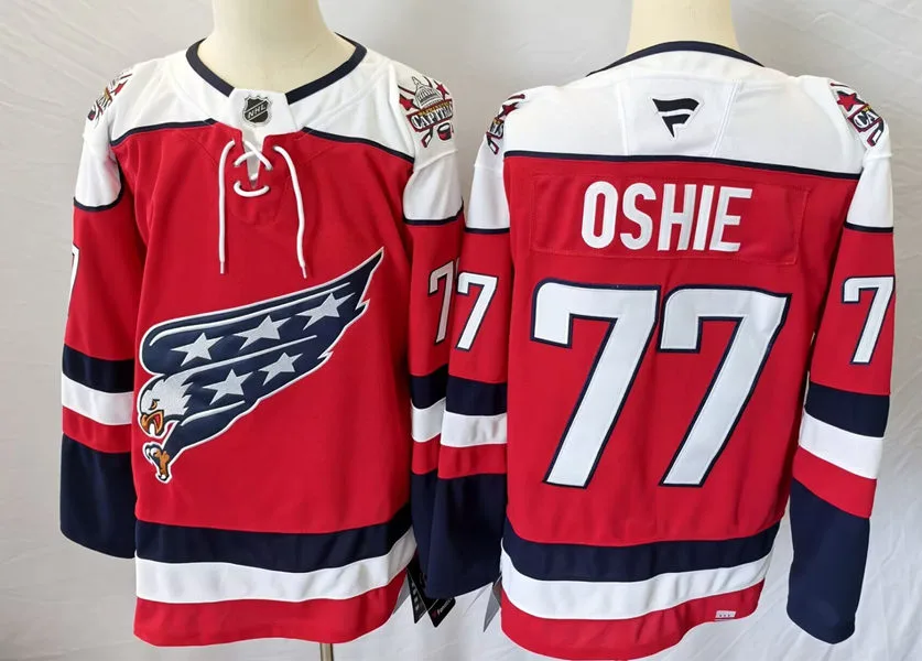 Mens Washington Capitals #77 T.J. Oshie Red Screaming Eagle Third Jersey 