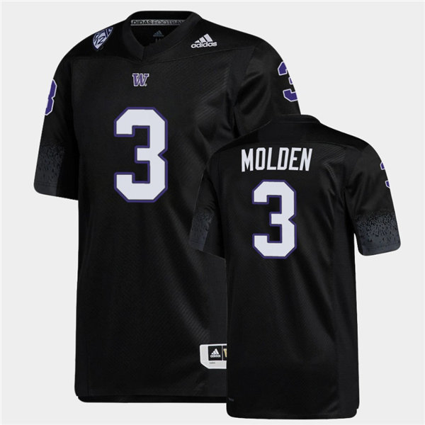 Mens Washington Huskies #3 Elijah Molden Adidas 2020 Black College Football Jersey