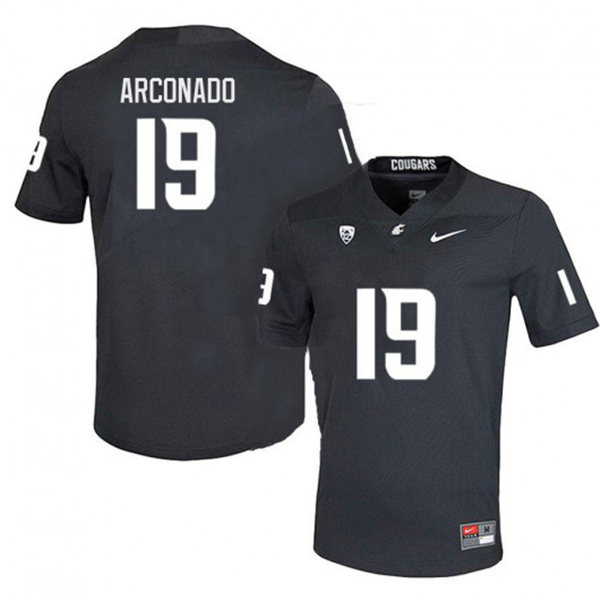 Mens Washington State Cougars #19 Brandon Arconado Nike Charcoal College Football Game Jersey 