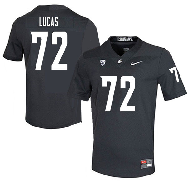 Mens Washington State Cougars #72 Abraham Lucas Nike Charcoal College Football Game Jersey 
