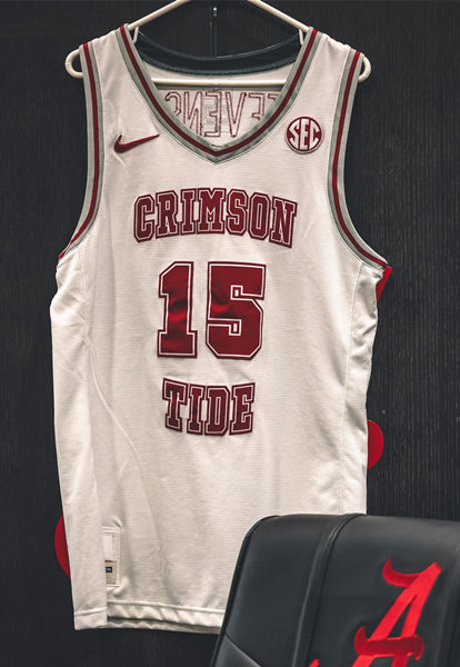 Mens Youth Alabama Crimson Tide #15 Jarin Stevenson Nike 2024 White Basketball Throwback Jersey 