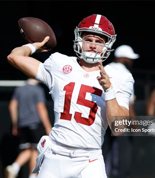 Mens Youth Alabama Crimson Tide #15 Ty Simpson White College Football Game Jersey 