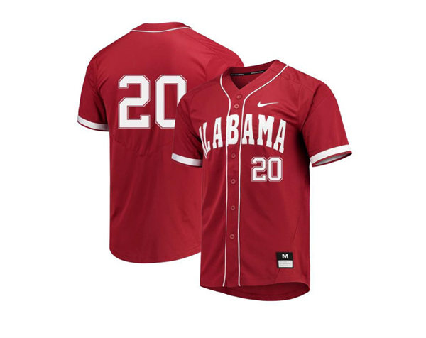 Mens Youth Alabama Crimson Tide #20 Tommy Seidl Full Button Crimson College Baseball Game Jerseys