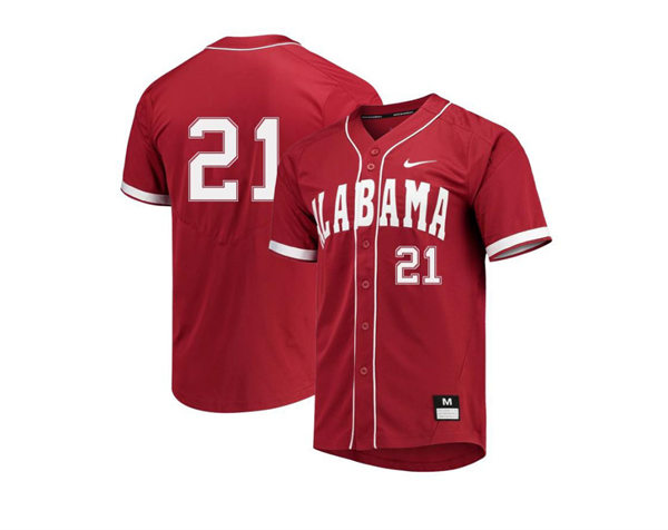 Mens Youth Alabama Crimson Tide #21 Andrew Pinckney Full Button Crimson College Baseball Game Jerseys