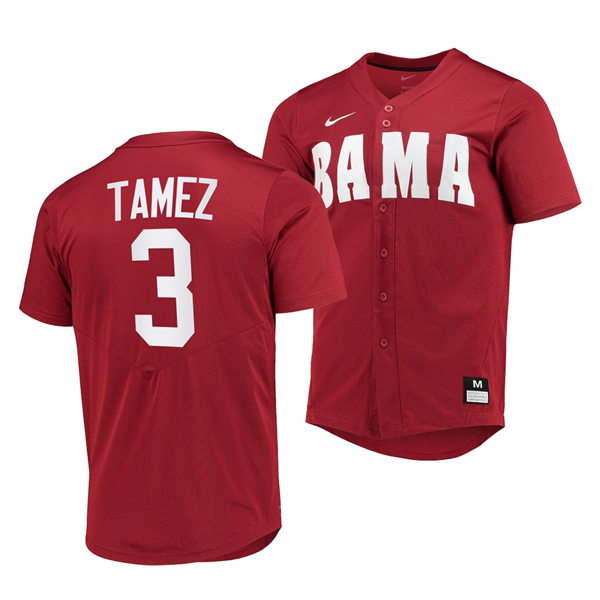 Mens Youth Alabama Crimson Tide #3 Dominic Tamez 2020 Crimson BAMA College Baseball Limited Jerseys