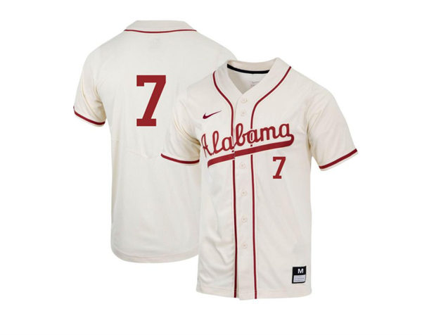Mens Youth Alabama Crimson Tide #7 Brett Auerbach Natural College Baseball Game Jerseys