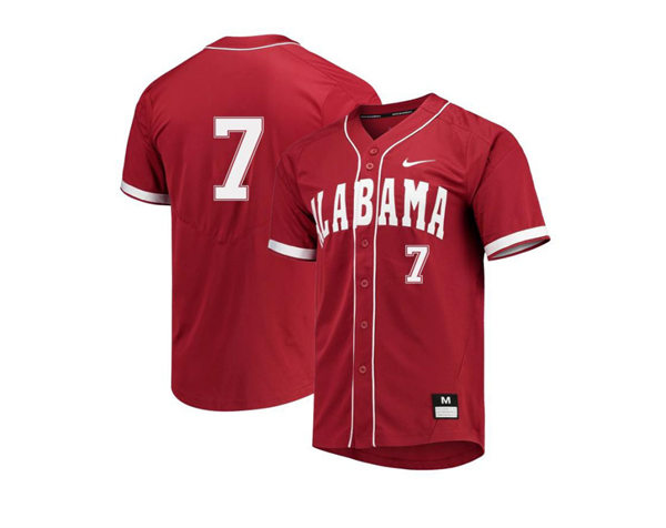 Mens Youth Alabama Crimson Tide #7 Caden Rose Full Button Crimson College Baseball Game Jerseys