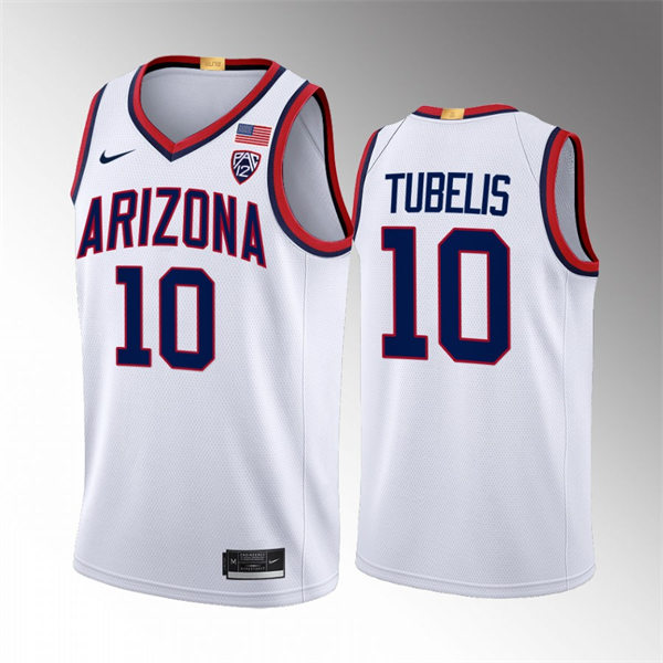 Mens Youth Arizona Wildcats #10 Azuolas Tubelis Nike White 2022-23 College Basketball Game Jersey