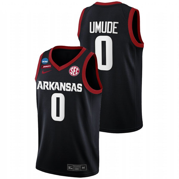 Mens Youth Arkansas Razorbacks #0 Stanley Umude Black College Basketball Game Jersey