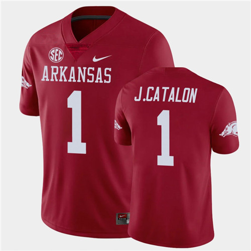 Mens Youth Arkansas Razorbacks #1 Jalen Catalon Nike 2020 Cardinal College Football Jersey