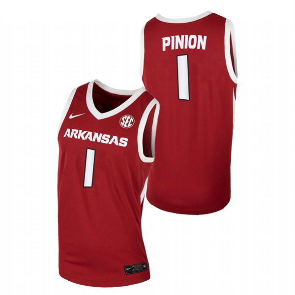 Mens Youth Arkansas Razorbacks #1 Joseph Pinion Cardinal Away College Basketball Game Jersey