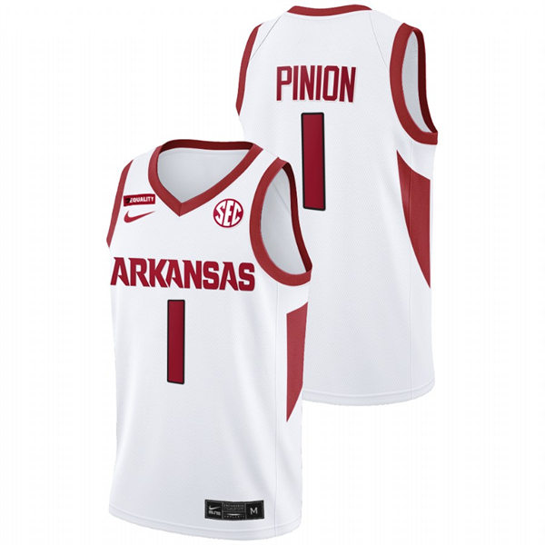 Mens Youth Arkansas Razorbacks #1 Joseph Pinion White Home College Basketball Game Jersey